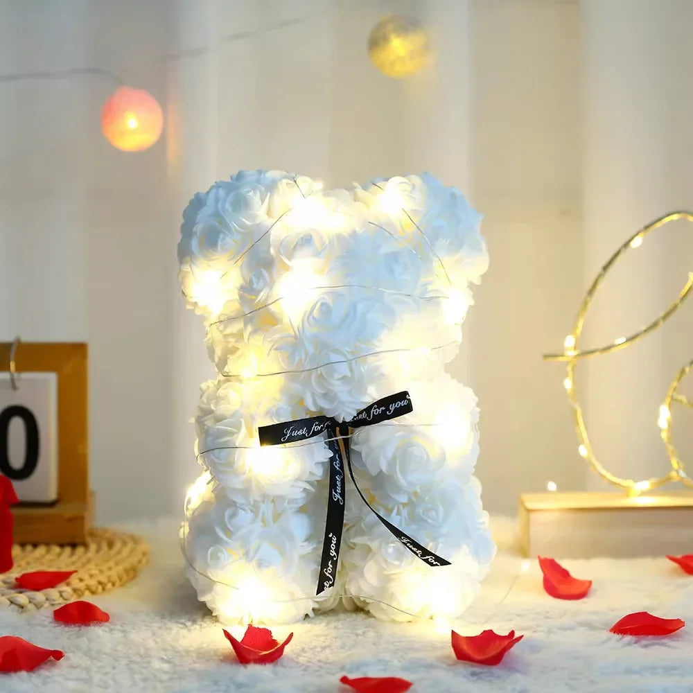 Lichtgevende Rozenbeer in Luxe Geschenkdoos - 25 cm
