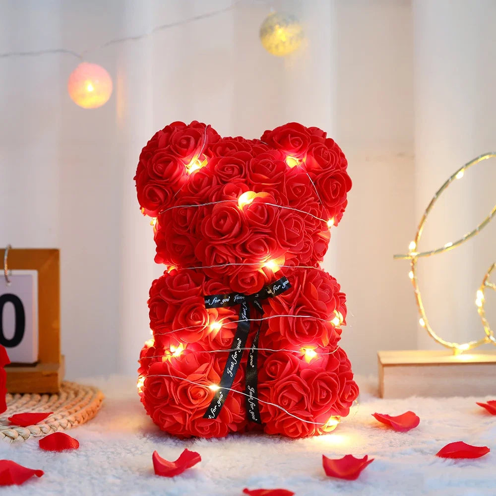 Lichtgevende Rozenbeer in Luxe Geschenkdoos - 25 cm