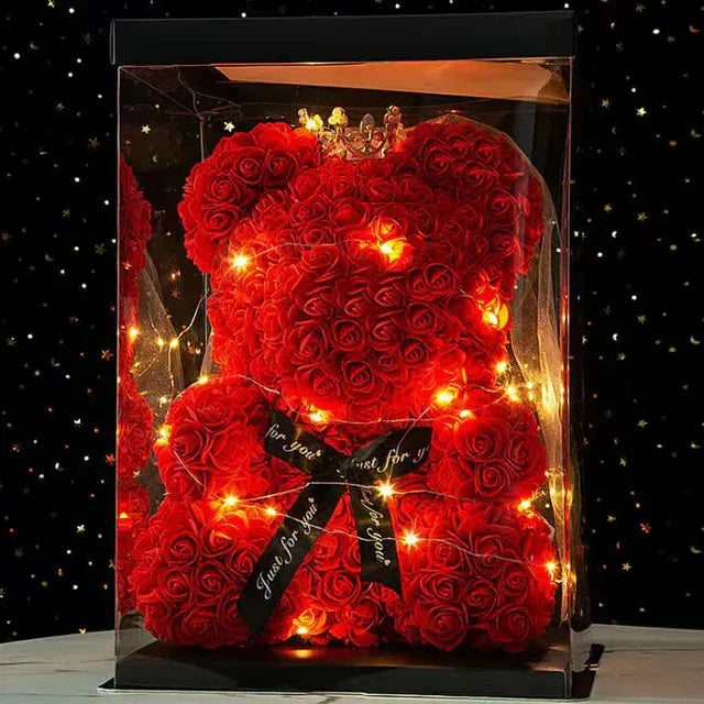 Lichtgevende Rozenbeer in Luxe Geschenkdoos - 25 cm