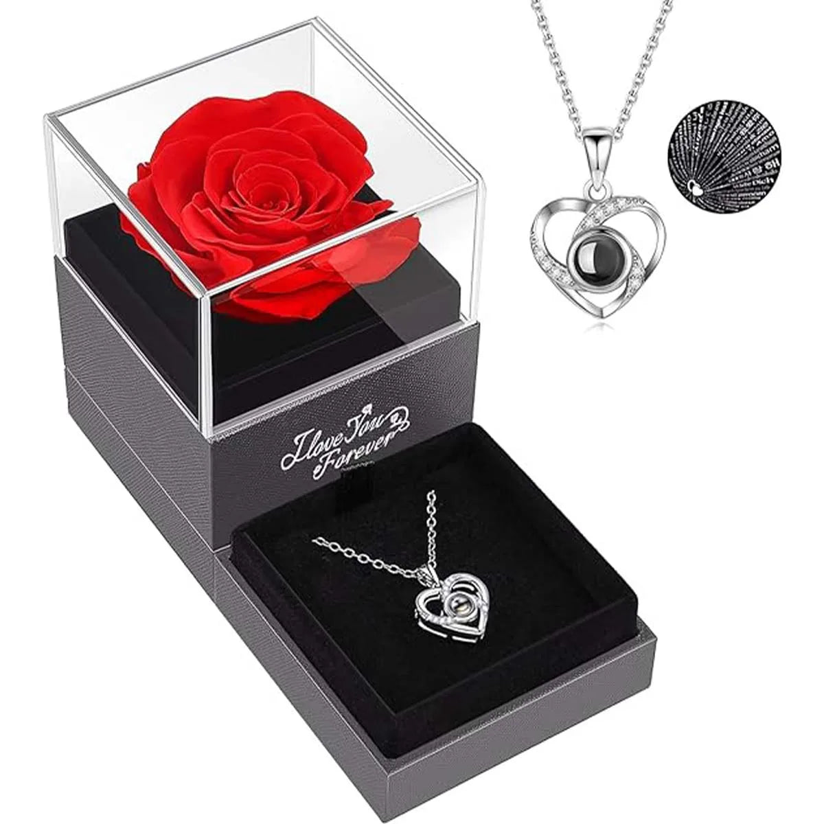 Luxe Cadeaubox met Ketting en Roos - Perfect voor Moederdag