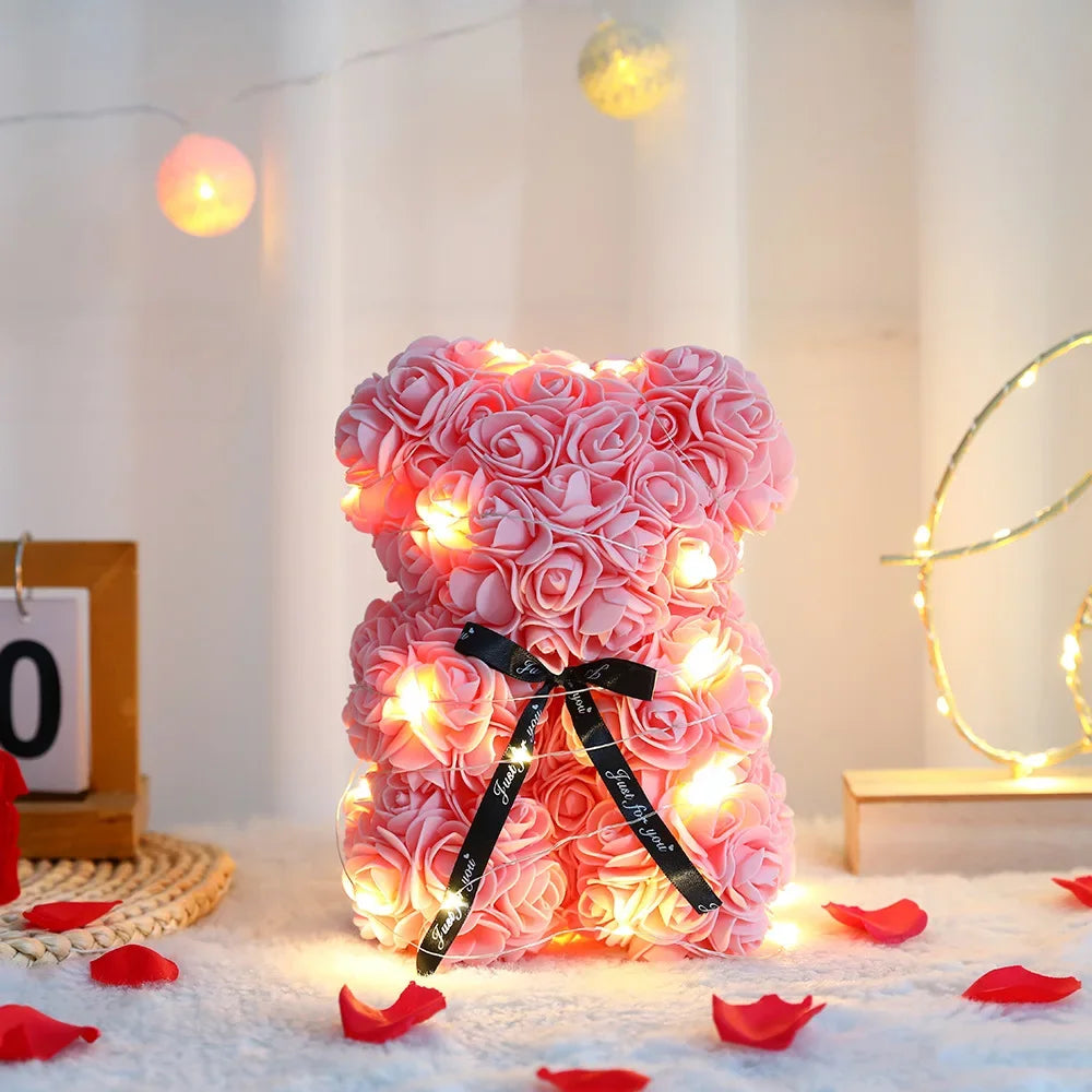 Lichtgevende Rozenbeer in Luxe Geschenkdoos - 25 cm