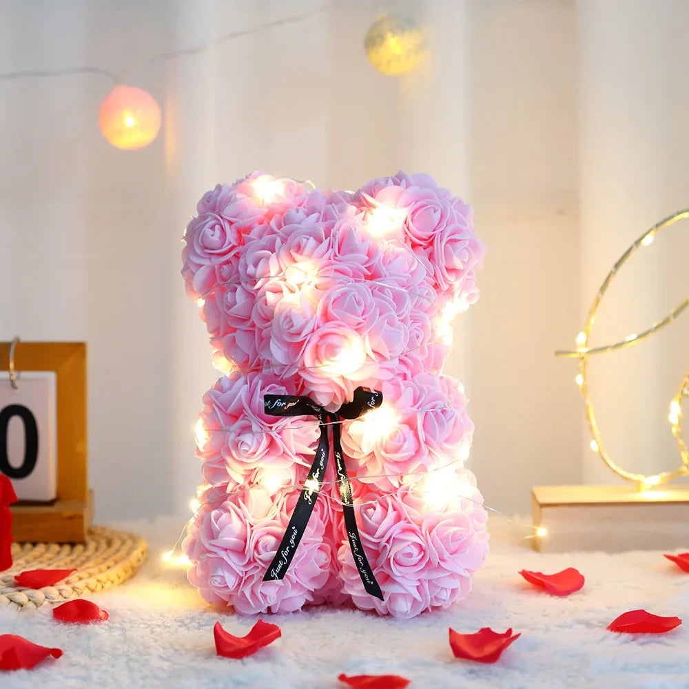 Lichtgevende Rozenbeer in Luxe Geschenkdoos - 25 cm