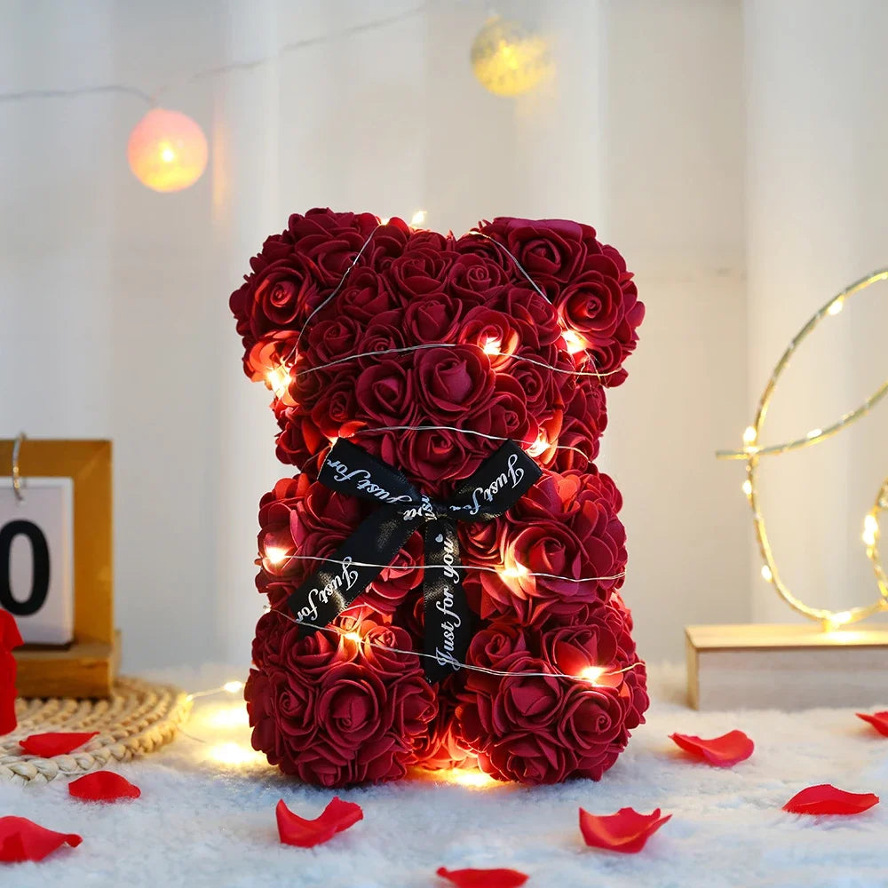 Lichtgevende Rozenbeer in Luxe Geschenkdoos - 25 cm