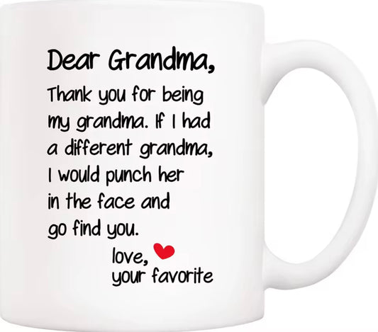 Grappige Cadeaumok voor Oma – “Dear Grandma” | Uniek & Gedurfd Cadeau