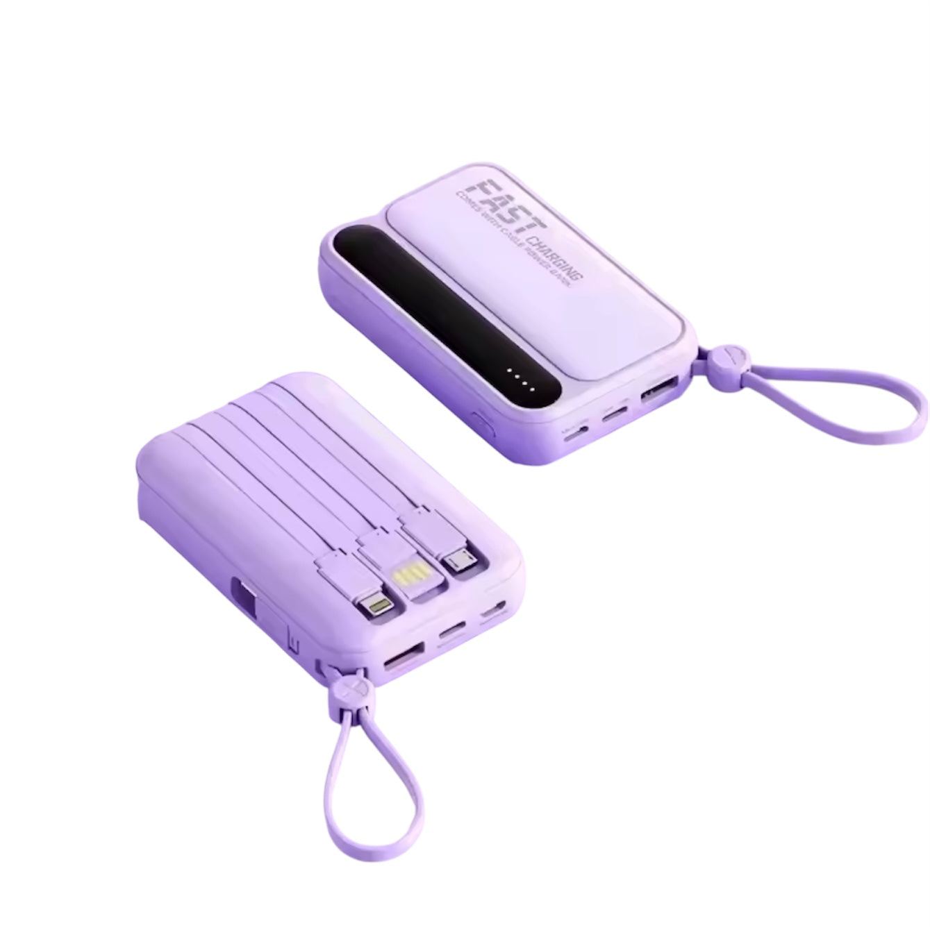 Mini Powerbank 10.000 mAh met Ingebouwde Kabel – Compact & Supersnel Opladen