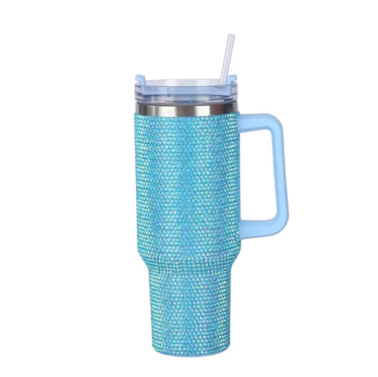 Luxe Glitter Tumbler 1200 ml met Handvat & Rietje – Dubbelwandige Thermobeker (40 oz)