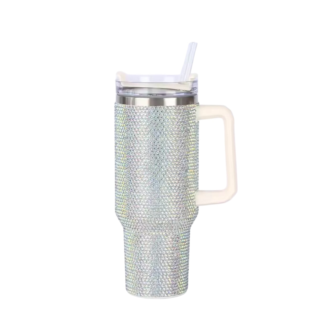 Luxe Glitter Tumbler 1200 ml met Handvat & Rietje – Dubbelwandige Thermobeker (40 oz)