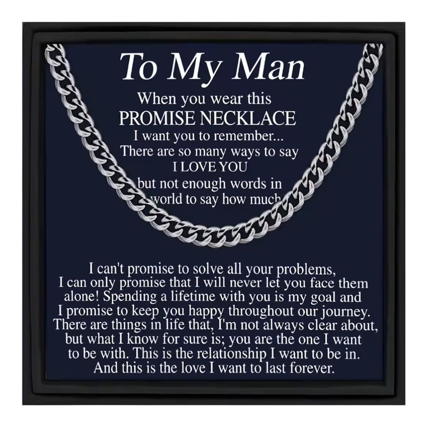 Belofte Ketting voor Mijn Man – Zilverkleurige Cubaanse Schakel Ketting met Luxe Geschenkdoos